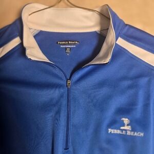 Pebble Beach Performance Mens XL Blue Quarter Zip Golf Pullover‎ Long Sleeve